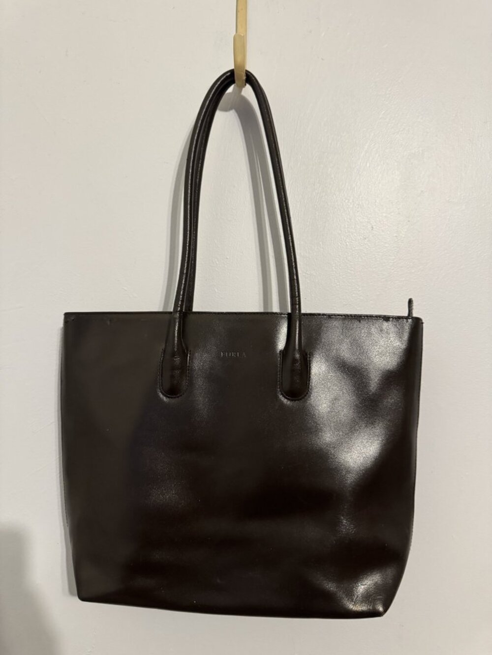 Vintage Furla Brown Leather Tote Bag – Made in Italy